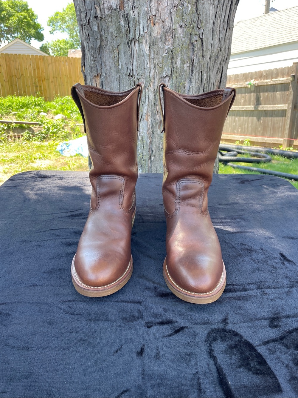Red Wing 9.5 E2 Pecos Heritage Western Pull Up 1155 Nailseat Amber Harness